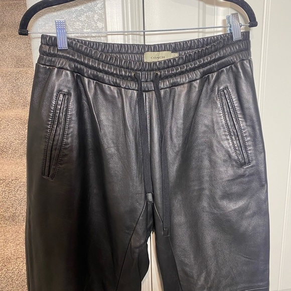 Coach black leather jogger pants - Picture 4 of 9